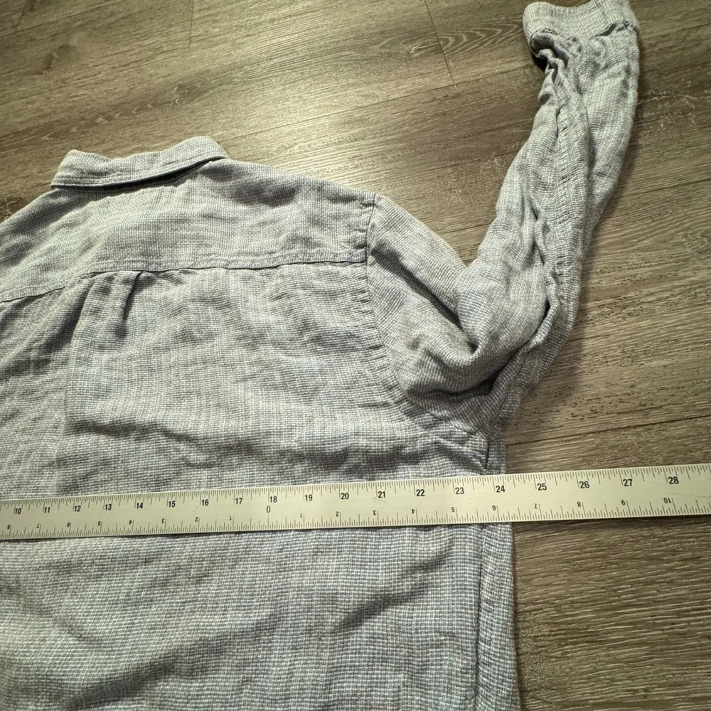Banana Republic Shirt Mens L Blue Gray Kint 100% Linen Vacation Costal Casual